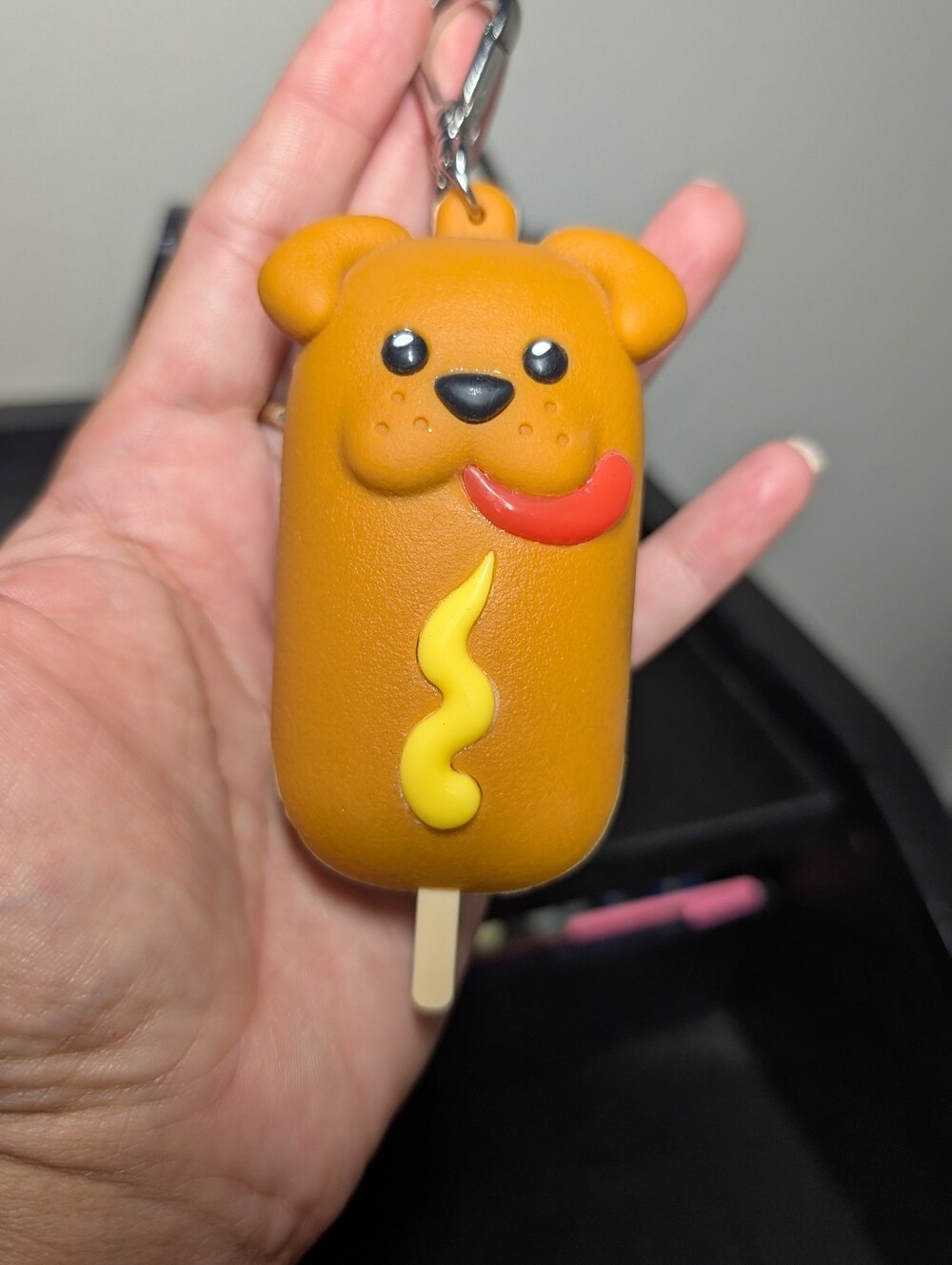 Dog Pop Keychain Hand sanitizer Topper & Keychain- Brown